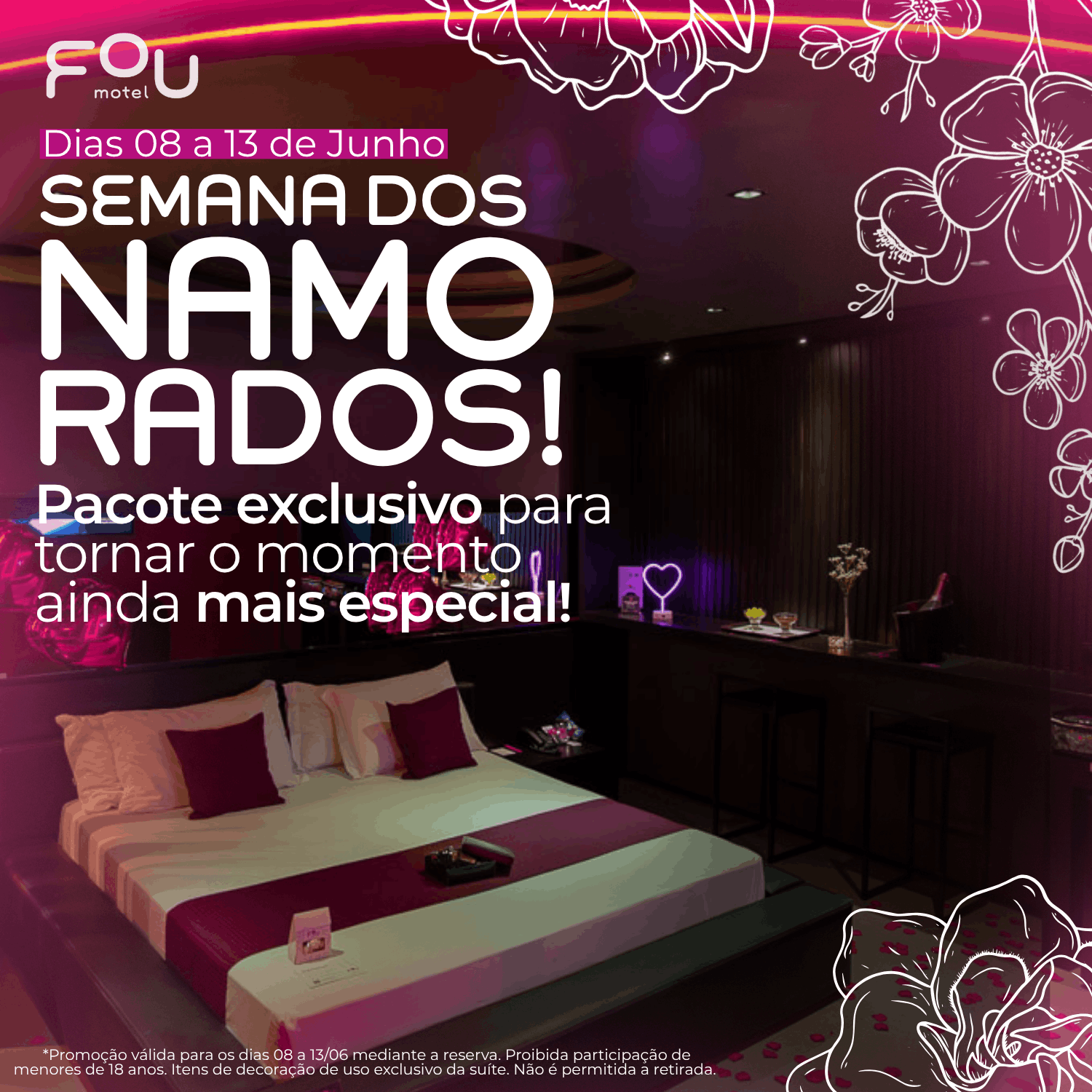 semana dos namorados! Dias 08 a 13 de Junho. Pacote exclusivo para tornar o momento ainda mais especial!